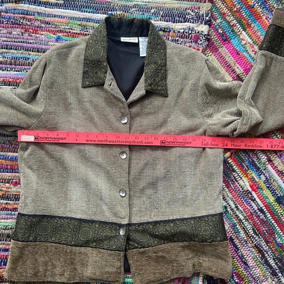 Vintage White Stag Button Up Patchwork Jacket. Brocade, opalescent buttons Med - Picture 7 of 9